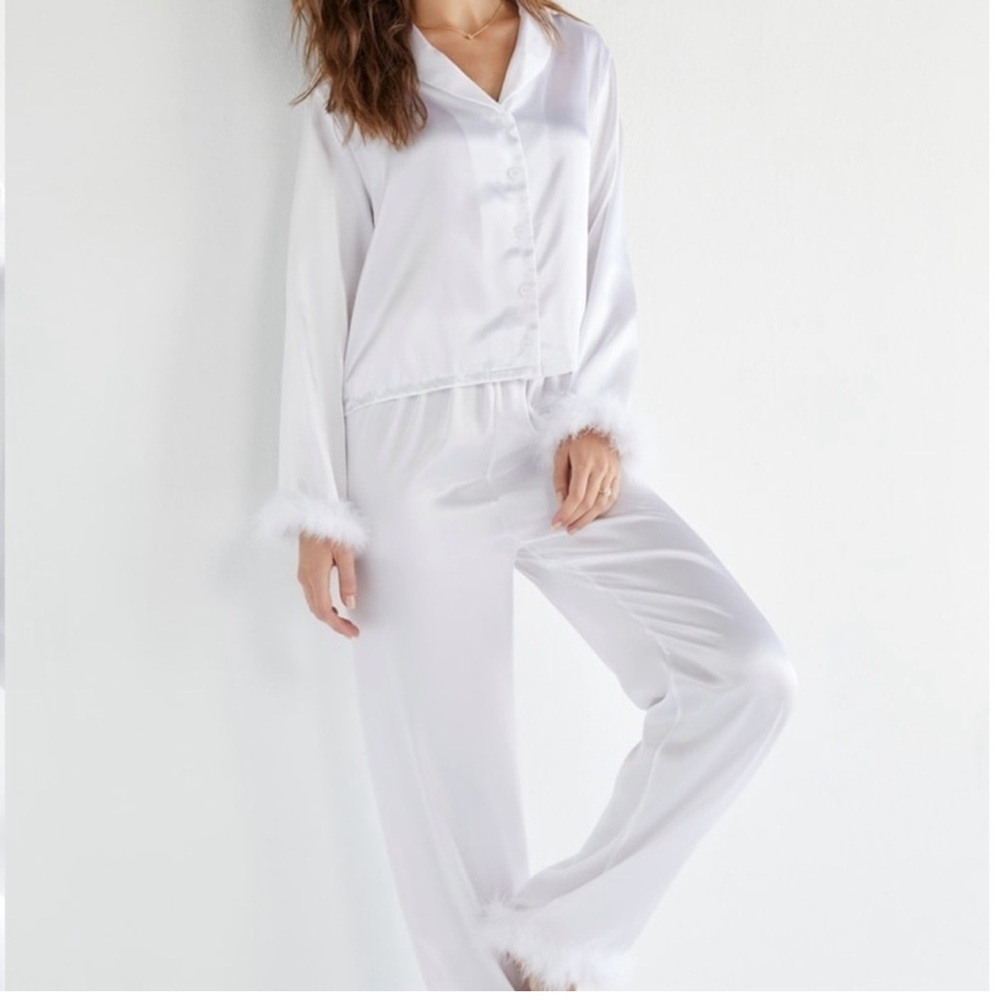 Audrey Parks Francesca’s White Satin Pajama Set